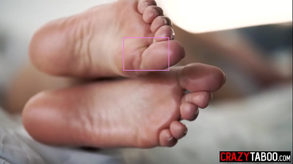 Good morning with beautiful foot job by small tits MILF Rebecca Volpetti